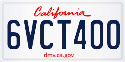 CA license plate 6VCT400