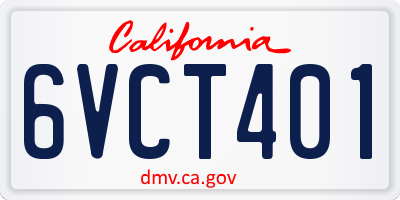 CA license plate 6VCT401