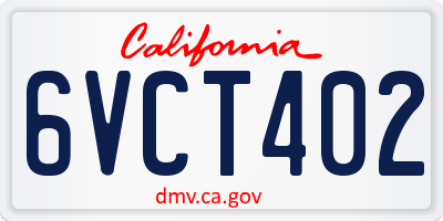 CA license plate 6VCT402