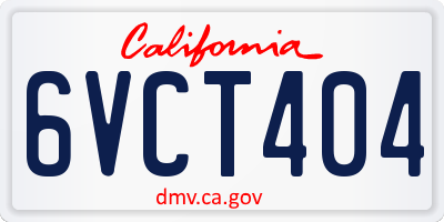 CA license plate 6VCT404