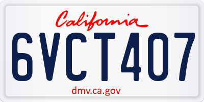 CA license plate 6VCT407
