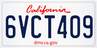 CA license plate 6VCT409