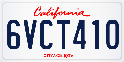 CA license plate 6VCT410