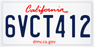 CA license plate 6VCT412