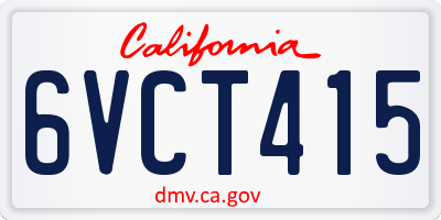 CA license plate 6VCT415