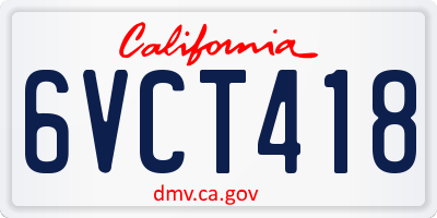 CA license plate 6VCT418