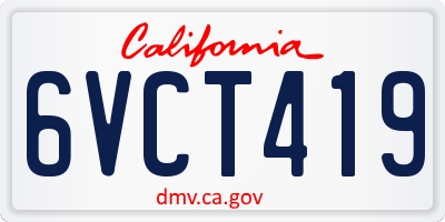 CA license plate 6VCT419