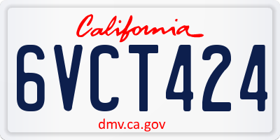 CA license plate 6VCT424