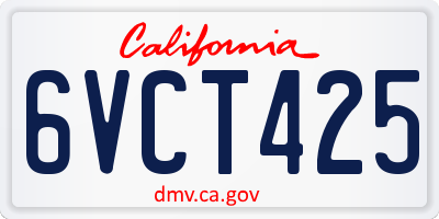 CA license plate 6VCT425