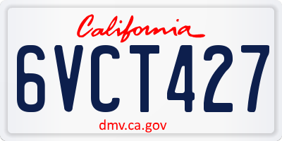 CA license plate 6VCT427