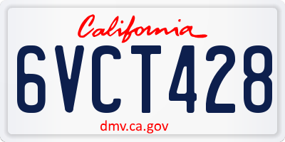 CA license plate 6VCT428