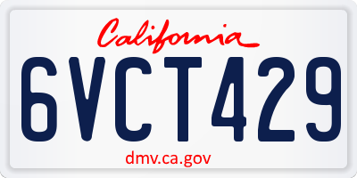 CA license plate 6VCT429