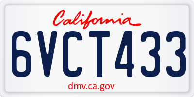 CA license plate 6VCT433