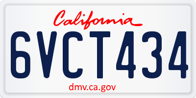 CA license plate 6VCT434