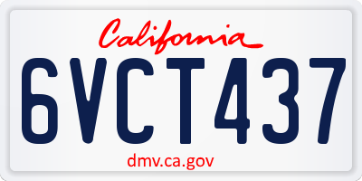CA license plate 6VCT437
