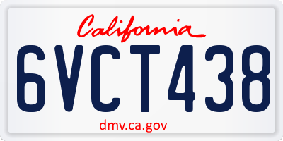 CA license plate 6VCT438