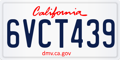 CA license plate 6VCT439