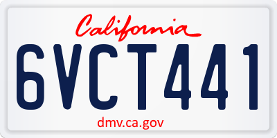 CA license plate 6VCT441