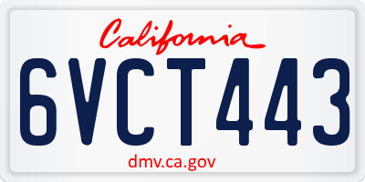 CA license plate 6VCT443