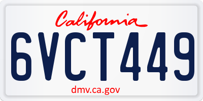 CA license plate 6VCT449