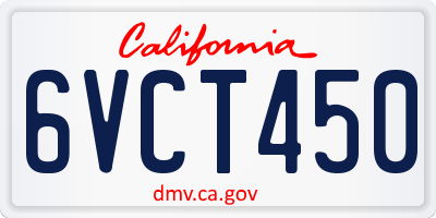 CA license plate 6VCT450