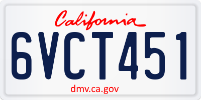 CA license plate 6VCT451