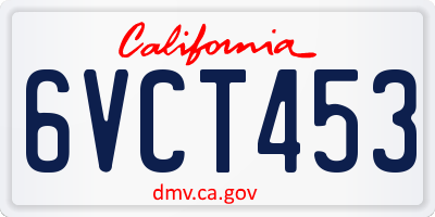 CA license plate 6VCT453