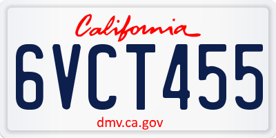 CA license plate 6VCT455