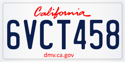 CA license plate 6VCT458