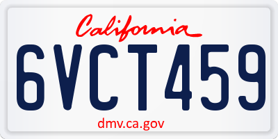 CA license plate 6VCT459