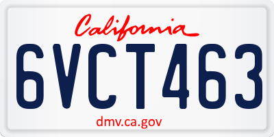 CA license plate 6VCT463