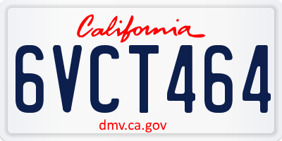 CA license plate 6VCT464