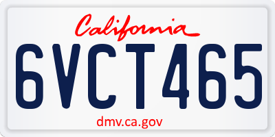CA license plate 6VCT465