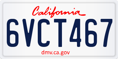 CA license plate 6VCT467