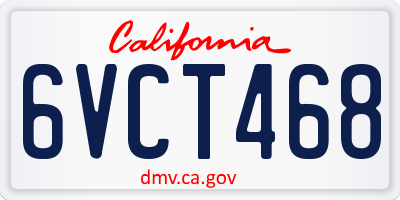 CA license plate 6VCT468