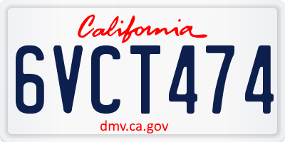 CA license plate 6VCT474