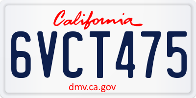 CA license plate 6VCT475