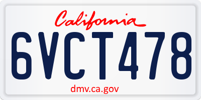 CA license plate 6VCT478