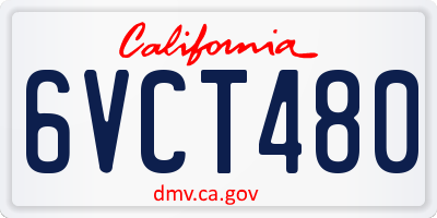 CA license plate 6VCT480