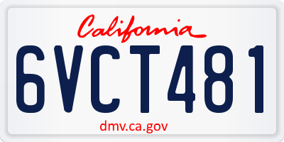 CA license plate 6VCT481