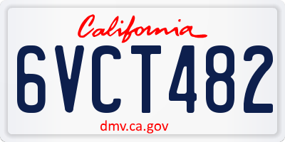 CA license plate 6VCT482