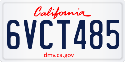 CA license plate 6VCT485