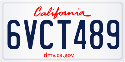 CA license plate 6VCT489