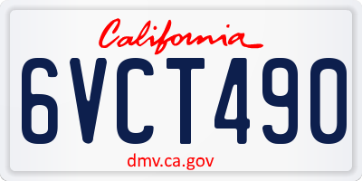 CA license plate 6VCT490
