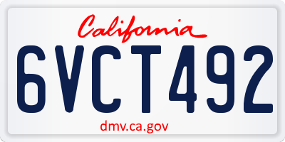 CA license plate 6VCT492