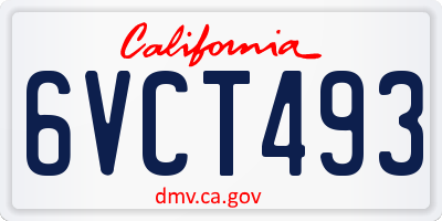 CA license plate 6VCT493