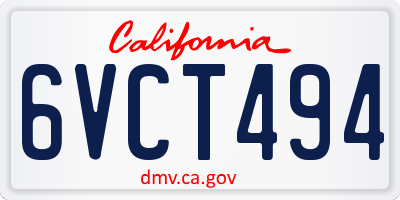 CA license plate 6VCT494