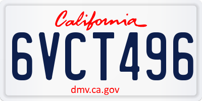 CA license plate 6VCT496