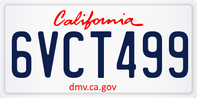 CA license plate 6VCT499