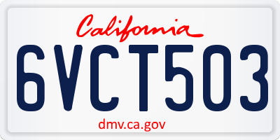 CA license plate 6VCT503